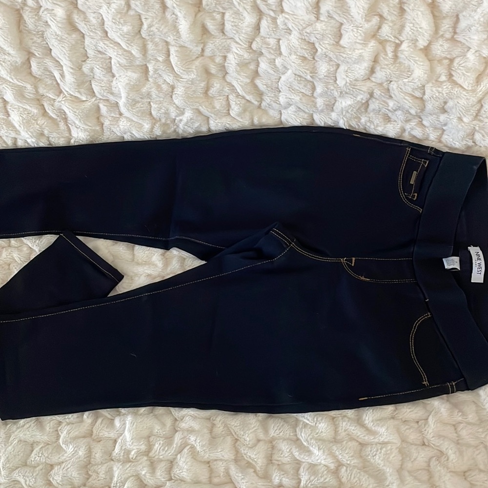 Dark blue leggings, excellent condition, slide on.